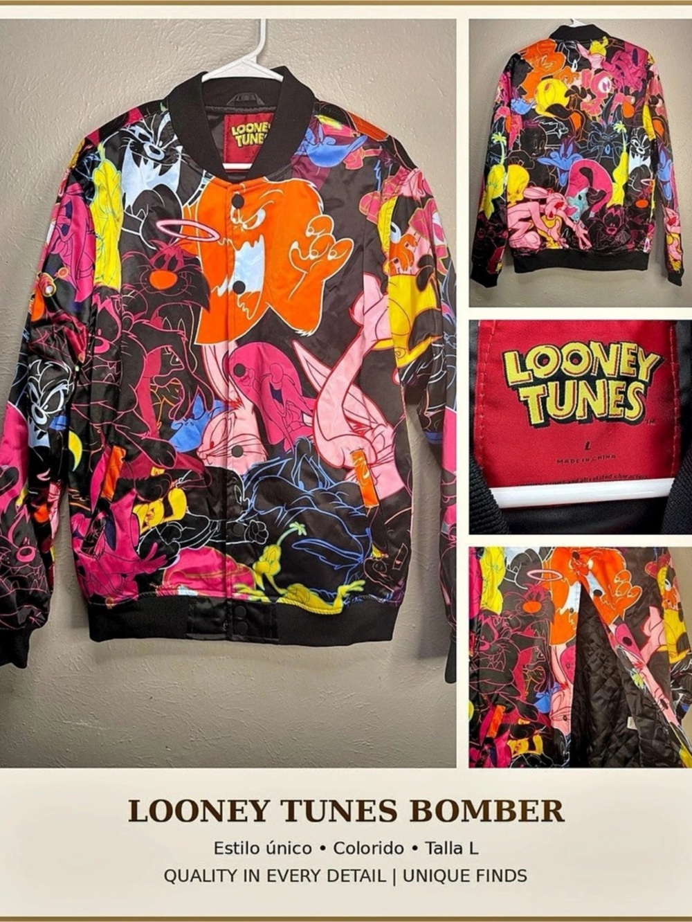 Looney Tunes All-Over Print Satin Bomber Jacket